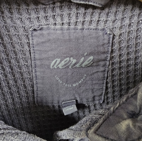 Aerie LumberJane Waffle Shirt Oversized Relaxed Size S Purple Blue - Picture 8 of 11